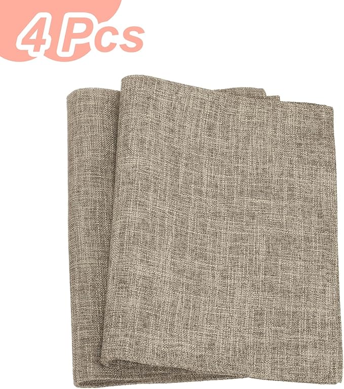 HARFINGTON 4pcs Linen Fabric Placemats 12" x 18" Polyester Rectangle Place Mats Machine Washable Heat Resistant Kitchen Table Mats for Outdoor Indoor Party Family Holiday, Light Brown