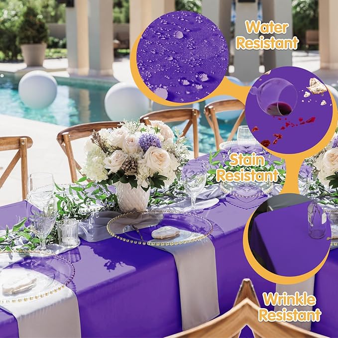 BRILLMAX 10 Pack Purple Tablecloths for 6 Foot Rectangle Tables 60 x 102 Inch - 6ft Rectangular Bulk Linen Polyester Fabric Washable Cloth Cover for Wedding Reception Banquet Birthday Party