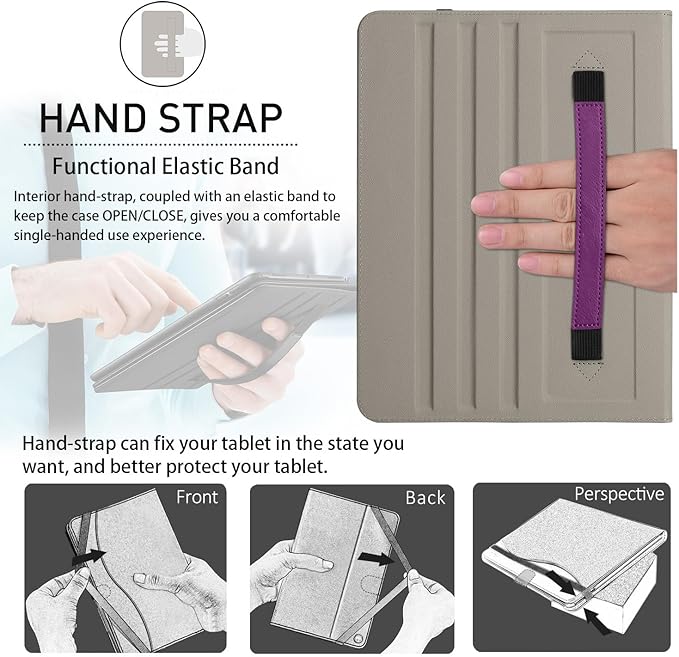 ZtotopCases for New iPad Pro 11 Inch Case 2024 (M4), Premium PU Leather Smart Cover with Auto Wake/Sleep,Multiple View Angles with Hand Strap and Pocket for iPad Pro 11 5th Gen,Purple