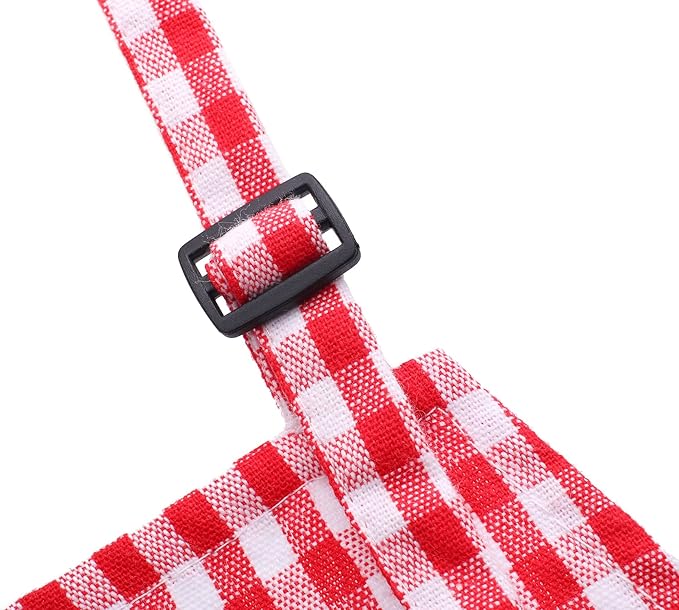 Jennice House Kids Aprons - Children's Artists Pure Cotton Gingham Apron With Pocket and Adjustable Neck Strap, Painting and Baby Chef Party Apron (Red, S)