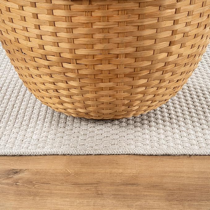 CAMILSON Easy Jute Rug 9x12, Indoor Outdoor Off-White Farmhouse Area Rugs for Living Room Patio and Kitchen Rug, Solid Woven Design, Easy-Cleaning, Washable Outside Carpet Alfombras (9 x 12)