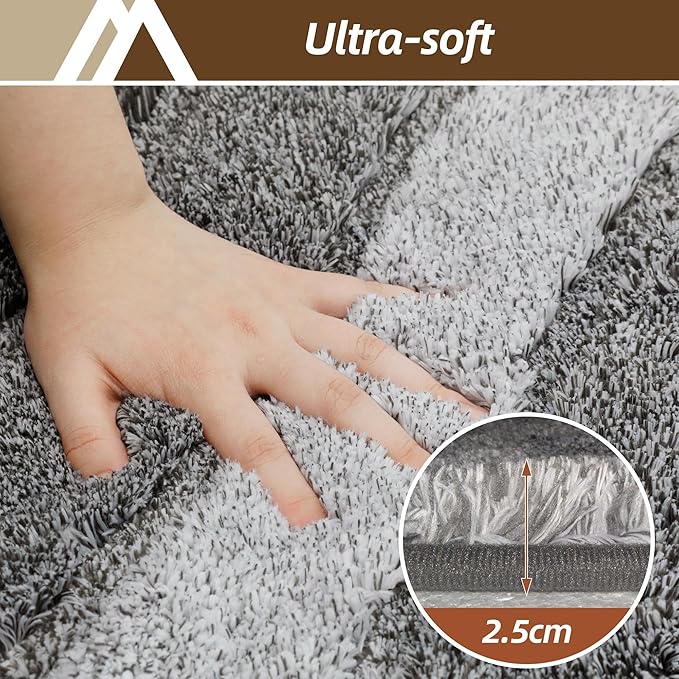COSY HOMEER Toilet Rugs U-Shaped 24"x20", Ultra Soft Absorbent Bath Mat with Non-Slip TPR Backing, Machine Washable Shaggy Rug for Toilet, Dark Gray
