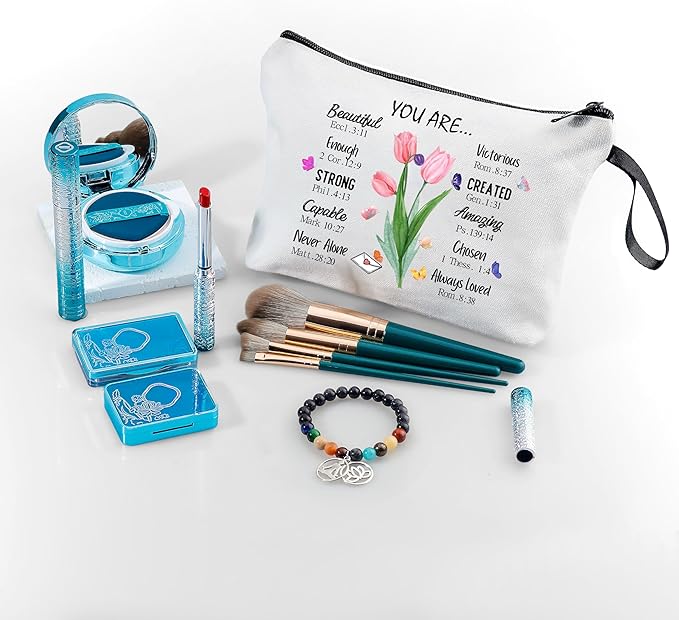 ARIOSEY Cosmetic Bags for Women,Christian Gifts for Women,Period Bags for Teen Girls for School,You Are Beautiful Victorios Enough Strong Amazing Makeup Bag,Christian Faith Gifts