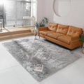 Faux Fur Rug Sheepskin Shag Fluffy Fuzzy 6x9 ft Grey Rugs for Bedroom Bedside Bed Floor Living Room Plush Rectangle High-Density Cushion Carpet Super Sofa Cover