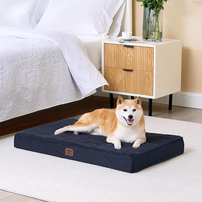 EHEYCIGA Orthopedic XL Dog Beds for Extra Large Dogs with Removable Washable Cover for Crate, Navy, 41x27