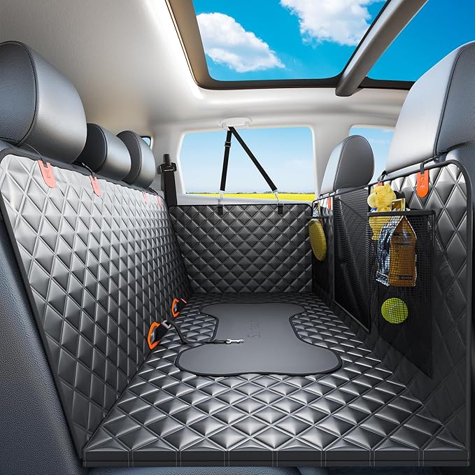 Sixheels Dog Back Seat Cover Hard Bottom Truck Back Seats Protector, Large Backseat Extender for Dogs, Car Pet Rear Seat Covers Waterproof Dog Hammock Travel Accessories for Truck