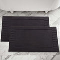 Superior 100% Cotton Bathmat Set, Bath Mats, Bathroom Decor, Shower, Bathtub Essentials, Home Accessories, Washable Rug, No Backing, Heavyweight, Leo Collection, Set of 2, 22" x 35", Black