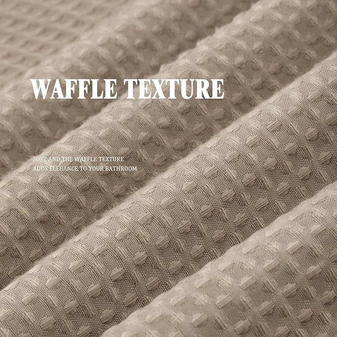 Awellife Waffle Hotel Textured Beige Shower Curtains for Bathroom 230 GSM Heavy Duty Fabric Liner, 72" W X 72" L Inch
