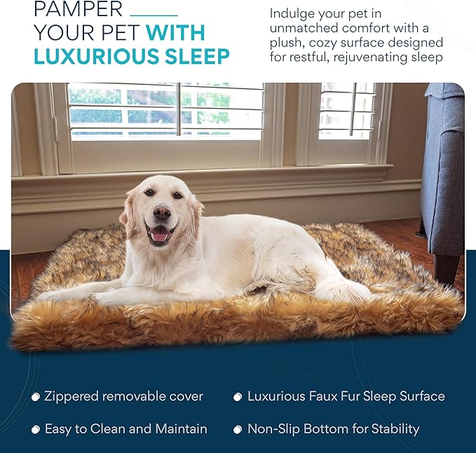 MAVERICK Premium Dog Bed, Orthopedic Dog Bed with High-Grade Memory Foam, Luxurious Faux Fur Sleep Surface, Water-Resistant Liner, Removable & Washable Cover, Non-Slip Bottom for Comfort & Support
