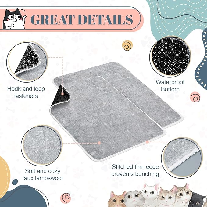 Drydiet 4 Pcs Pet Carrier Pad Travel Pet Reversible Dog Mat Replacement Liners for Travel Dog Bed Pad Washable Plush Double Sided Bed Mat for Cat Kennel Crate(Grey,17 x 11 Inch)