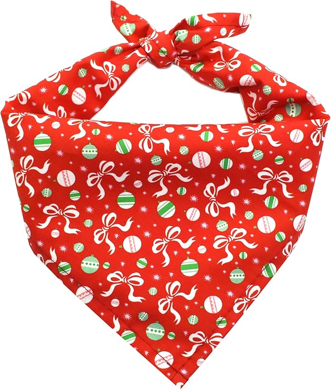 Bubblepup Christmas Dog Bandanas, Soft Cotton Red Dog Bandanas for Small Medium Large Dogs