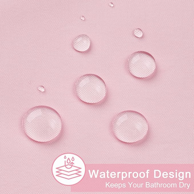 AooHome Extra Long 72x78 inch Shower Liner, Fabric Solid Color Shower Curtain Liner with Hooks, Weighted Hem, Water Repellent, Pink