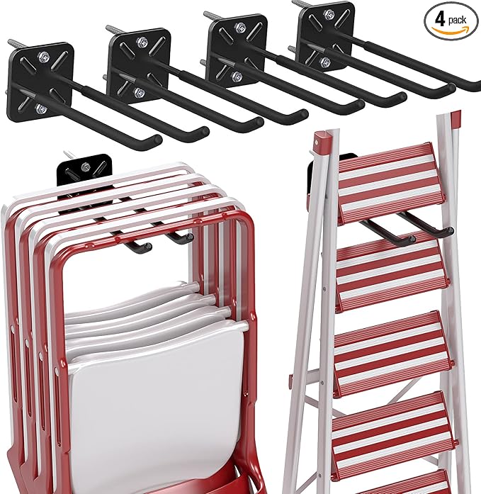 TZDTMEOS 4Pcs Heavy Duty Storage Hooks, Alloy Steel, Wall Mount, 120lb Capacity, Garage Organization