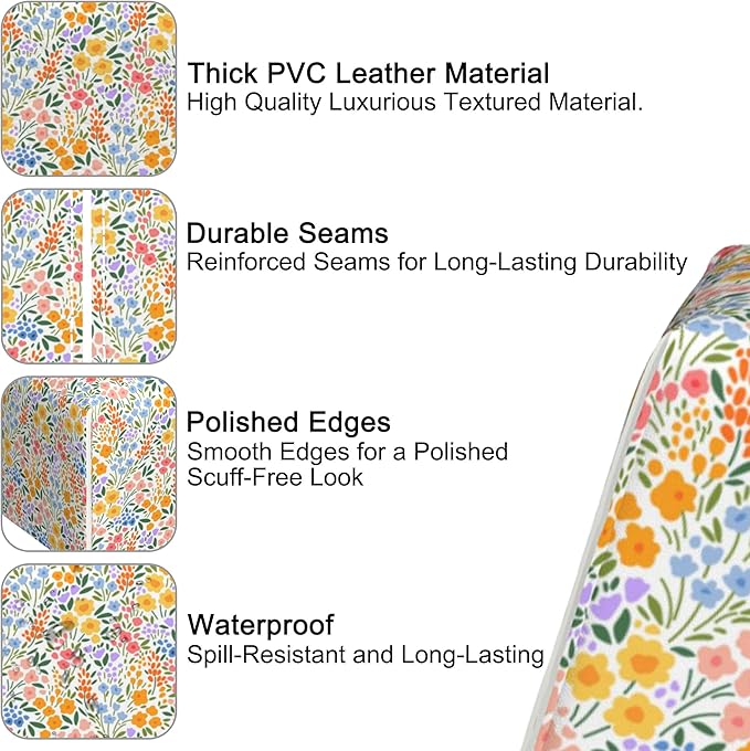 Spring Flowers Tissue Box Holder,Cube Tissue Box Cover Holder,Leather Facial Paper Organizer Dispenser Home for Bedroom Night Stands,Kitchen,Office and Car,5.2"×5.2"×5.2"
