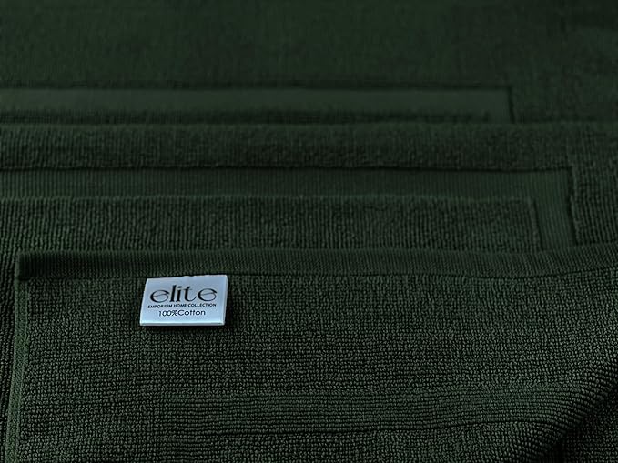 ELITE Emporium Home Collection 2-Piece Cotton Bathroom Mat Set, 21" x 34" - 100% Cotton, Absorbent, Quick-Dry, Bath Towel Mats for Floor, Hunter Green [Not a Bathroom Rug]