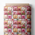 Soft Rose Garden Patchwork Cotton Fabric Panel 61 x 36.6 Inches, Floral Vintage Quilt Pattern, Pink Pastel Tones, 100% Cotton 140 GSM