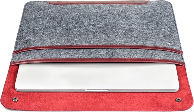 MegaGear Genuine Leather and Fleece MacBook Bag Laptop Sleeve for MacBook Pro and MacBook Air Case - 16 Inch - 15 Inch - 15.5 Inch (M4, M3, M2, M2, M1, Pro & Max) 2020 to 2024 Models