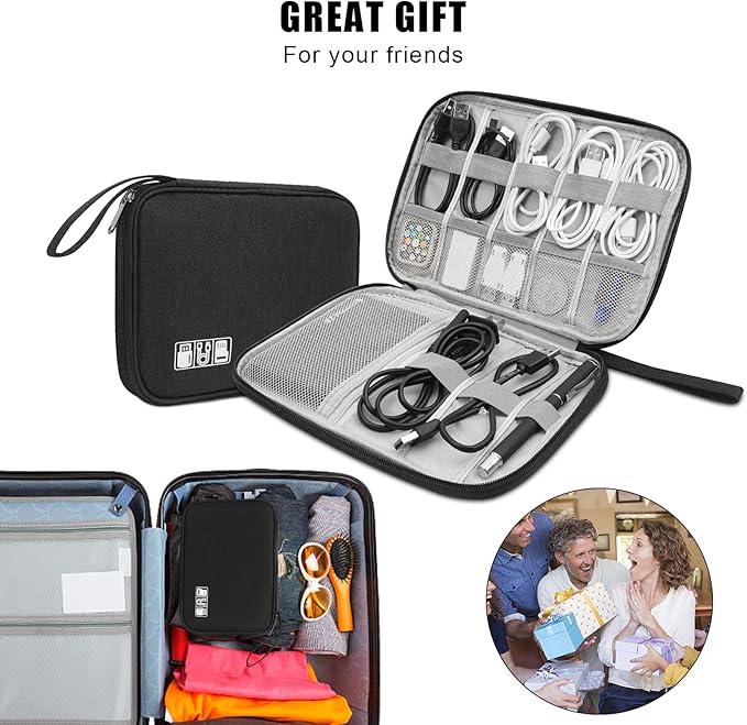 XINGXINRONG Electronic Organizer Travel Universal Cable Organizer Electronics Accessories Bag for Cable, Charger, Phone, USB, SD Card,1Pack