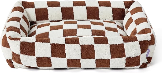 LE SURE Cute Dog Bed for Large Dogs - Washable Pet Beds,Cozy Rectangle Orthopedic Sofa with Jacquard Shaggy Plush & Anti Slip Bottom,36x27x8inches