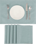 Placemats Set of 6 Linen Type Fabric Cloth Placemats, 19 x 13 Inch Double Layered Thick Wrinkle Free Heat Resistant Table Place, for Dining, Kitchen, Party (Light Gray, 48 * 33cm)