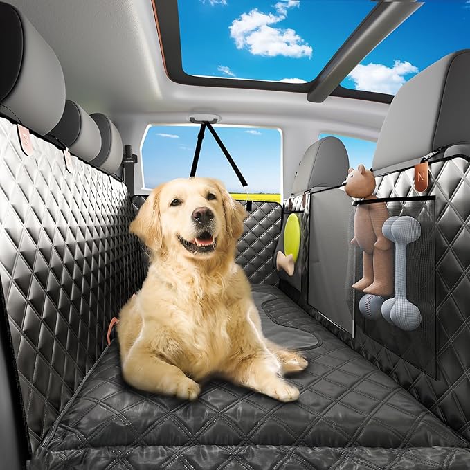 Sixheels Car Back Seat Pet Cover for Dogs Back Seats Protector, Soft Inflatable Cushion Backseat Extender Comfortable Dog Hammock, Waterproof Dog Bed Rear Travel Accessories for Car,SUV,Truck
