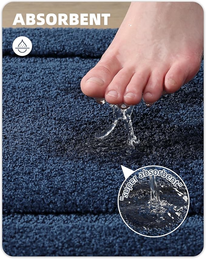 Color&Geometry Blue Bathroom Rugs, Non Slip, Absorbent, Soft, Washable, Thick Bath Mat, 24"x43" Small Bath Rug Bath Mats for Bathroom Floor, Shower, Sink, Vanity