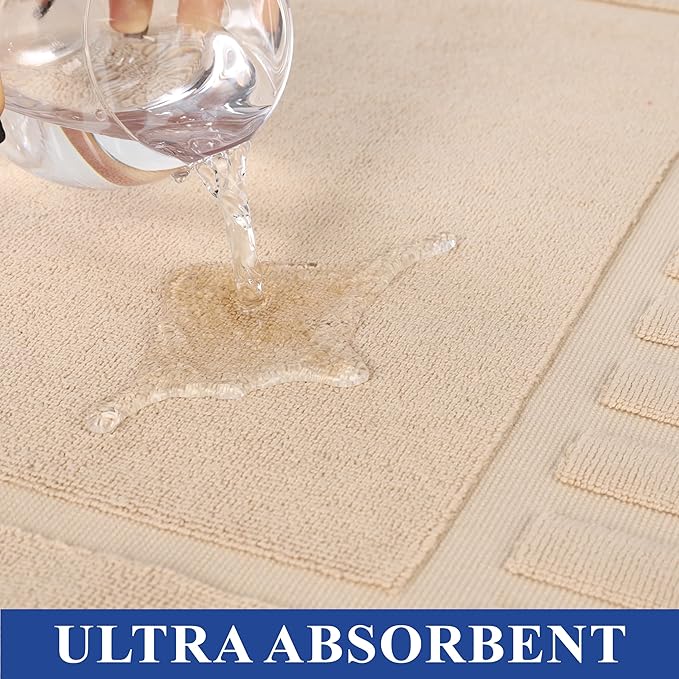 Superior 100% Cotton Bathmat Set, Bath Mats, Bathroom Decor, Shower, Bathtub Essentials, Home Accessories, Washable Rug, No Backing, Heavyweight, Leo Collection, Set of 2, 22" x 35", Camel