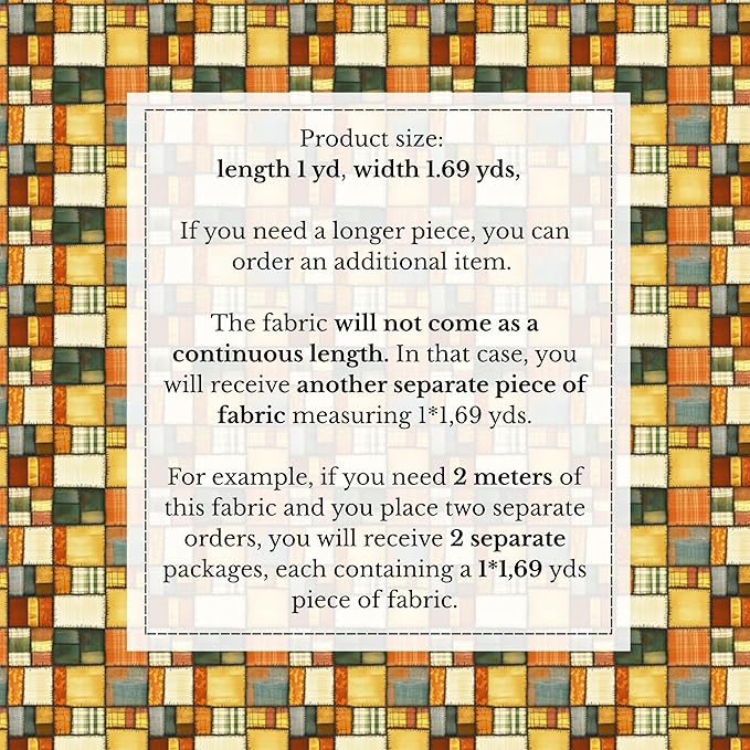 Golden Harvest Patchwork Cotton Fabric – Premium Turkish Printed Cotton 140 GSM, Pre-Cut 61 x 36.6 Inches, Quilting & Sewing Fabric for Crafts, Home Decor & DIY Projects