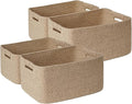 4 Pack Large Storage Basket for Organizing, 17.5"x13.5"x7.5" Woven Basket for Shelves, Closet Cube Storage Bins with Wrapped Handle, Cotton Rope Baskets for Kitchen, Clothes, Toys(Natural)