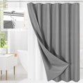 Craidlela 3 in 1 Long Shower Curtain Set-72 W x 78 H, Grey Waffle and PEVA Liner Set with 12 Stainless Steel Hooks, Waterproof Fabric for Bathroom