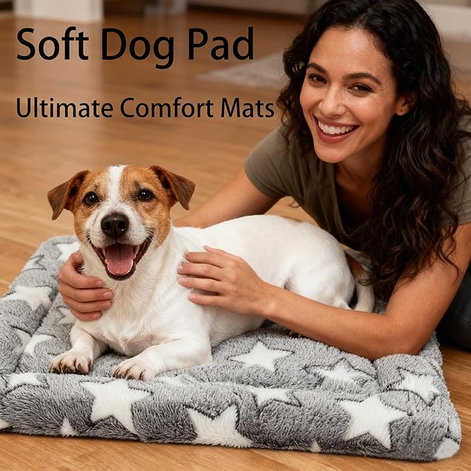 Dog Bed Mat 4 Pcs - Reversible Dog Crate Bed Mats, Soft & Breathable Kennel Pad, Durable Crate Bed for Large Dogs & Cats