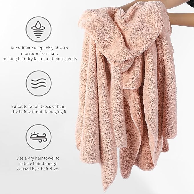 Laojbaba Microfiber Hair Towel Quick Dry Hair Towel Hair Drying Towels Suitable for All Kinds of Hair Ultra Absorbent Long and Thick Hair 24X48inch Grey (1pcs)
