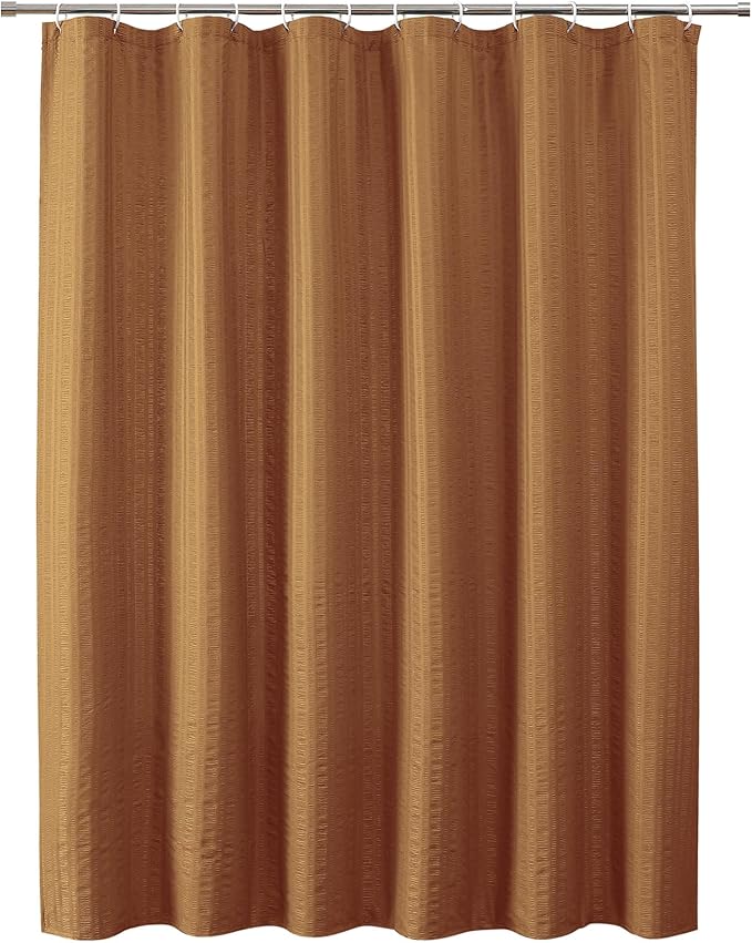 Aiyufeng Gold Shower Curtain for Bathroom, Embossed Textured Fabric Shower Curtain for Bathroom - Soft Cloth & Hotel Spa, Machine Washable, 72X72, Gold