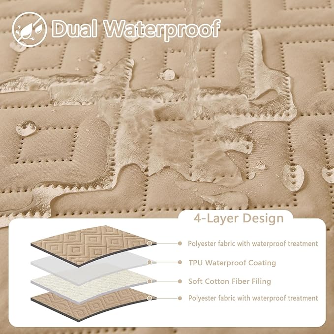 hyha Waterproof Dog Blanket, Soft Dog Bed Cover Pet Blankets, Waterproof Sofa Couch Cover for Dogs Washable, Reversible Pet Couch Covers for Sofa Furniture (82x102 Inch, Camel/Camel)
