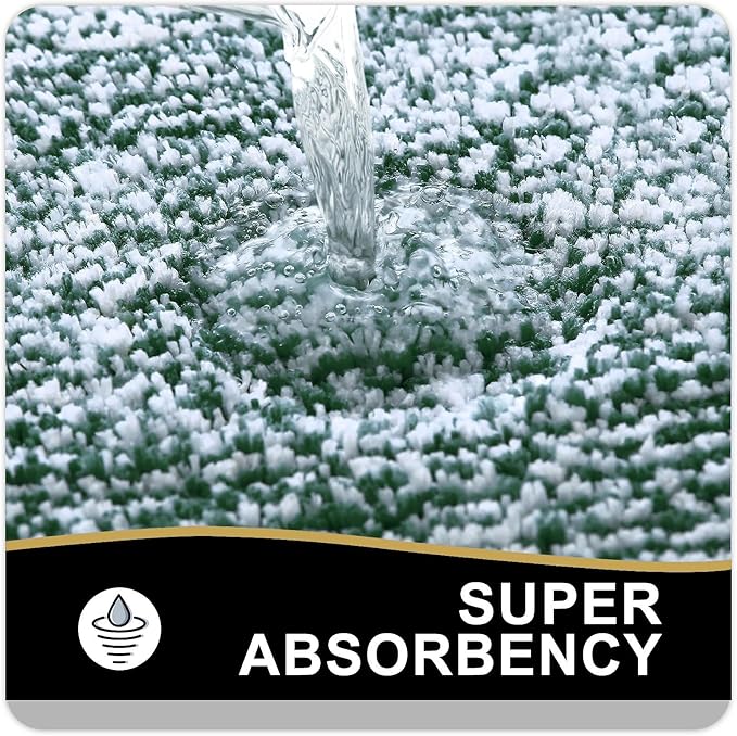 OLANLY Toilet Rugs U-Shaped 24x20, Extra Soft and Absorbent Microfiber Bathroom Rugs, Non-Slip, Machine Wash Dry, Plush Shaggy Contour Bath Mats for Toilet Base (Blackish Green and White)