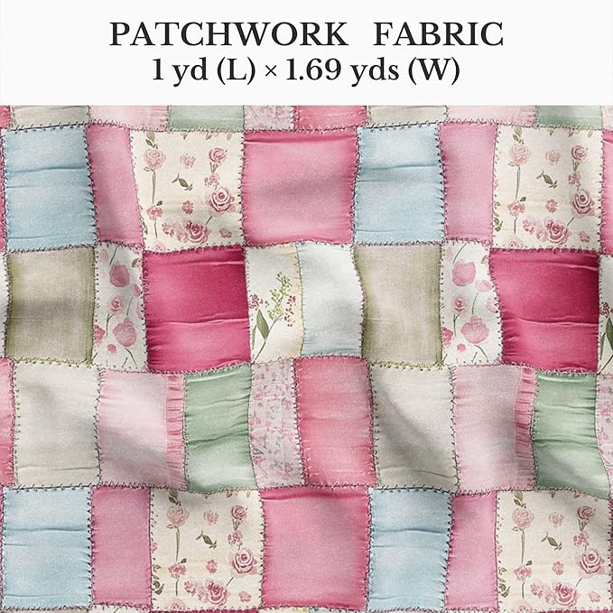 Soft Rose Garden Patchwork Cotton Fabric – Premium Turkish Printed Cotton 140 GSM, Panel 61 x 36.6 Inches, Pre-Cut Quilting & Sewing Fabric Panel for Crafts, Home Decor & DIY Projects (USA Size)