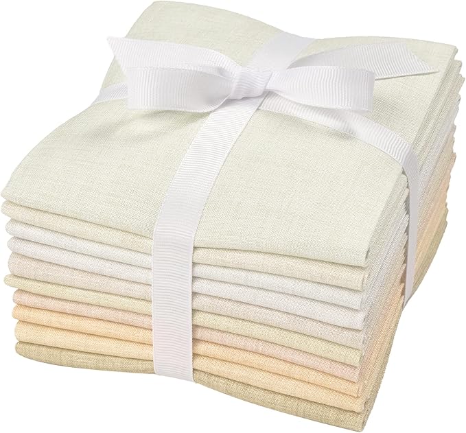 Craftido - 11 Options Solids with Tweed Tonals - Assorted Color Cotton Quilting Fabric Bundles 10pcs Fat Quarters 18"x21" - Medium Weight 5.2oz - for Quilting, Sewing and Crafts - Not Quite White