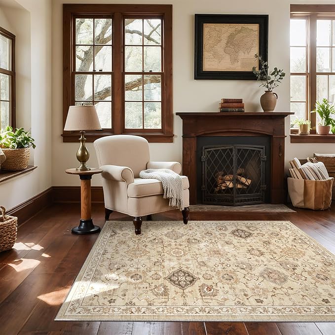 Machine Washable Small Rugs for Entryway: Door Mat Indoor Entrance 4x6 Area Rug Stain Resistant Non Slip Low Pile Soft Carpet for Kitchen Front Door Indoor Entry Bathroom Bedroom