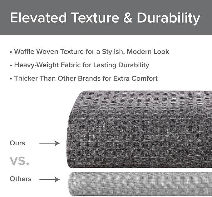 Madison Park Shower Curtain Waffle Weave, Cationic Dyed, Waffle Shower Curtain 3M Scotchgard Moisture Management, Farmhouse Extra Long Shower Curtains for Bathroom, Extra Long: 72"x84" Charcoal