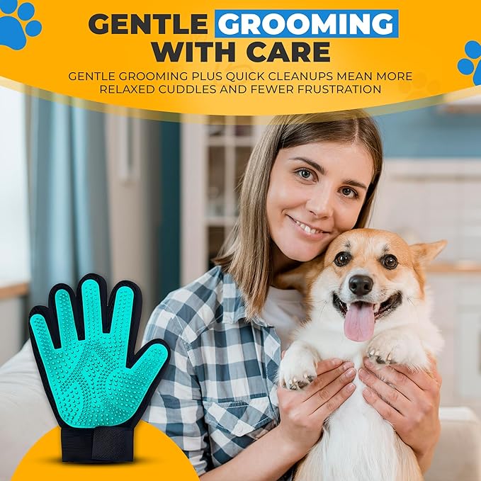 Petandzy Pet Hair Removal Glove for Dogs & Cats – Dog Grooming Gloves for Shedding, Pet Hair Remover Glove – Pet Grooming Gloves, Cat Grooming Gloves & Cat Brush Glove – Dog Bath and Washing Gloves