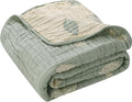 HardNok Botanical Muslin Baby Blanket - Made with Organic Cotton, Sage Green Leaf Jacquard for Gender Neutral Nursery, Baby Registry Gift, 43x43 Inches (Terra Sage Green)