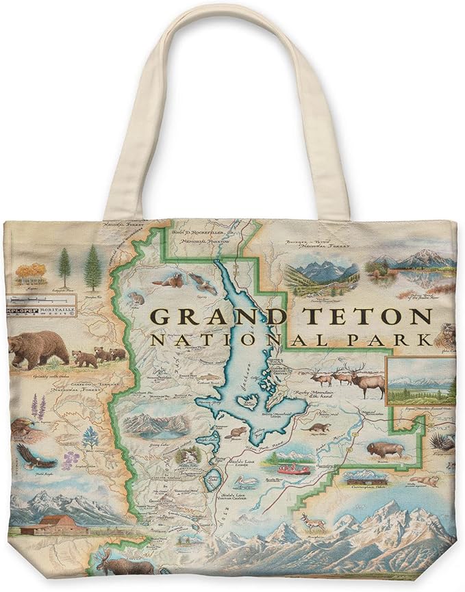 Xplorer Maps Canvas Tote Bag with Handles, Cloth Grocery Shopping Bag, Reusable & Eco-friendly Bag, 100% Cotton, Washable