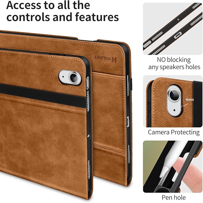 H HOLIMET Case for iPad Air 11 Inch M3/M2 (2025/2024)/iPad Air 4th/5th Generation 10.9 Inch 2022/2020 with Pencil Holder Soft Back Shockproof Protective Vegan Leather