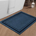 chakme Bathroom Rugs Mat 36x24, Ultra Thin Non Slip Bath Mat Large Quick Dry Absorbent Bath Mat for Bathroom Floor, (Dark Blue, 36"x24")