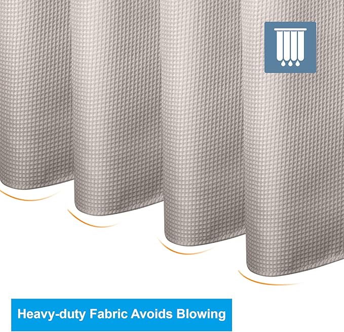AmazerBath Waffle Shower Curtain 78 Inches Long, Khaki Shower Curtain Fabric Heavy Duty 240GSM, Hotel Quality Bathroom Shower Curtains Tan, 72 x 78 Inches