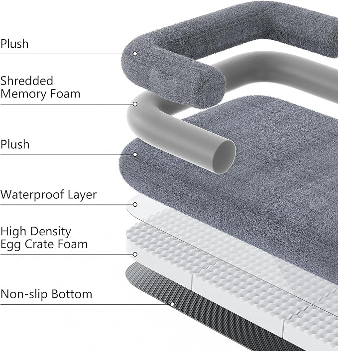ondware Foldable Human Dog Sofa Bed, 73x42x10 in Plush Pet Bed with Egg Foam Mattress, Portable Dog Bed for Adults, Camping Indoor Use