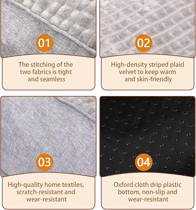 Large Dog Bed, Orthopedic Dog Couch & Pillow with Sides, Extra Thick Soft Fluffy & Comfortable Mat, Durable Warm Dog Crate Pad with Non-Slip Bottom (Grey, 39" L x 29" W x 9.8" Th)