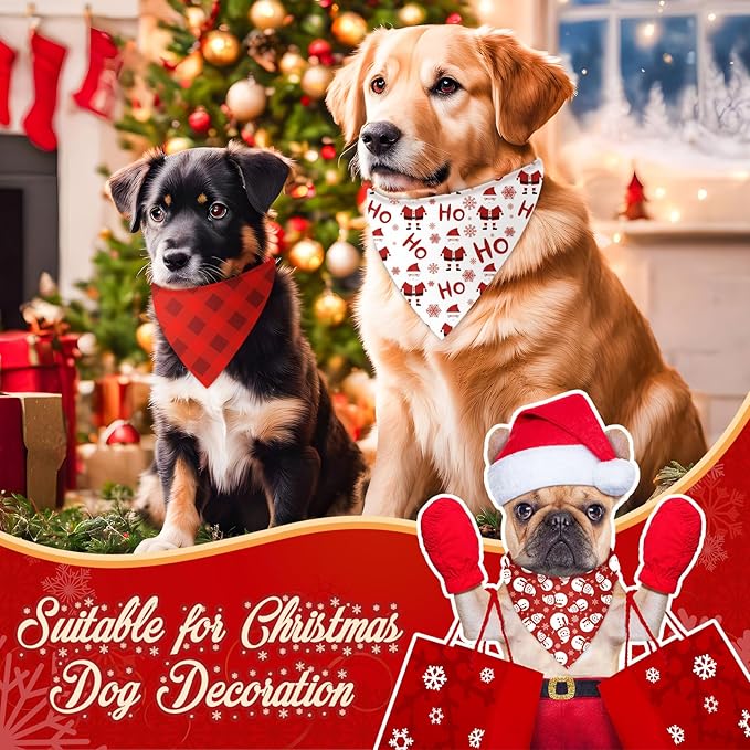 Abbylike 50 Pcs Valentines Day Dog Bandanas Bulk Red and White Polka Dots Stripes Bandanas for Dogs Triangle Kerchief Bibs Scarf for Pet Romantic Costume Photo Props Accessories(25.6 x 17.7 x 17.7)