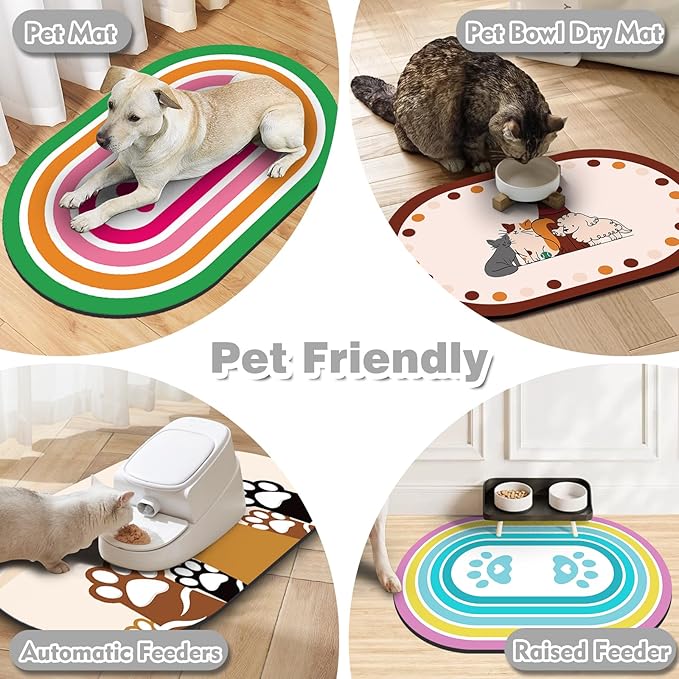 METEOROCK Dog Food Mat 20''x12'', Small Pet Feeding Mat, Non-Slip Rubber Pet Food Mat, Absorbent Cat Dog Water Bowl Mat for Messy Drinkers, Dogs Bowl Placemat for Food and Water, Light Gray
