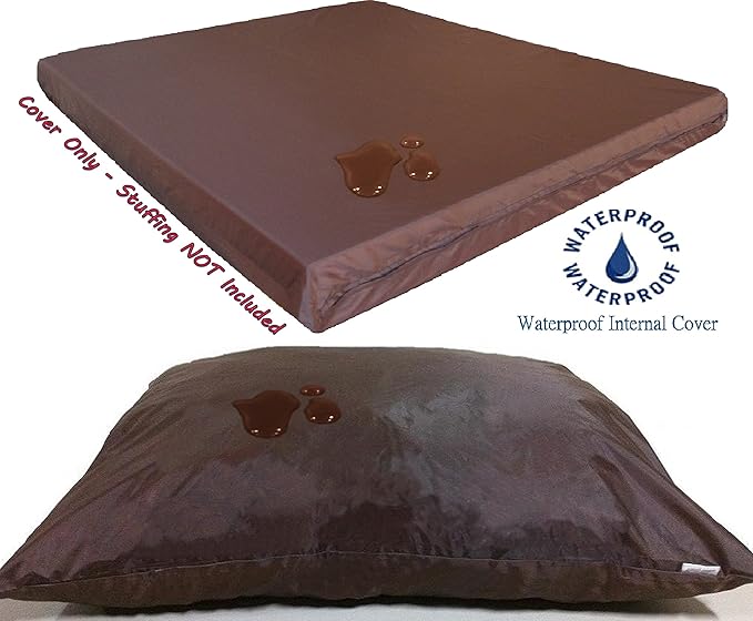 Dogbed4less DIY Pet Bed Pillow Brown Microsuede Duvet Cover and Waterproof Internal case for Dog and Cat at 37X27X4 Inch - Covers only